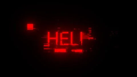 3D rendering help text with screen effects of technological glitches Stock Illustration