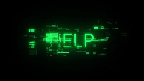 3D rendering help text with screen effects of technological glitches Stock Illustration