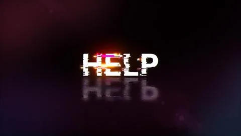 3D rendering help text with screen effects of technological glitches Stock Photos