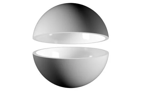 3d rendering of a hemisphere cut inside a studio on white Stock Illustration