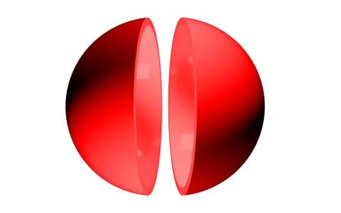 3d rendering of a hemisphere cut inside a studio on white Stock Illustration