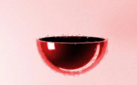 3d rendering of a hemisphere cut inside a studio on white Stock Illustration