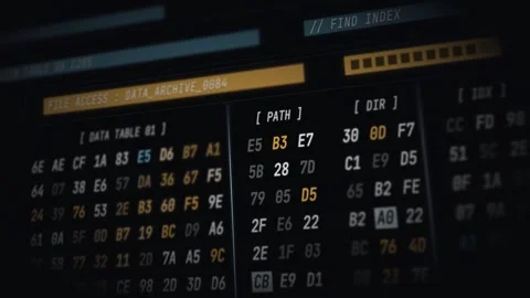 3D Rendering of Hexadecimal Code in Low Level Programming and Reverse Engineerin Stock Footage 340188685