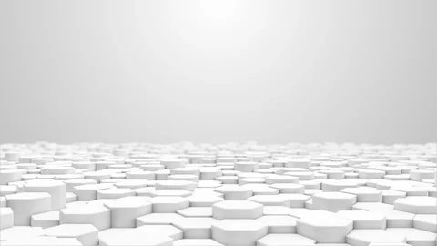 3d rendering Hexagon white grid pattern technology background loop Stock Footage 107788932