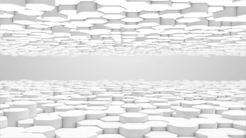 3d rendering Hexagon white grid pattern technology background loop Stock Footage 107789060
