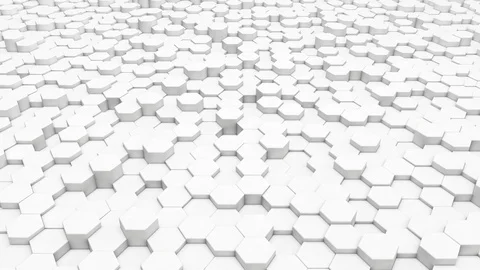 3d rendering Hexagon white grid pattern technology background loop Stock Footage 107789324