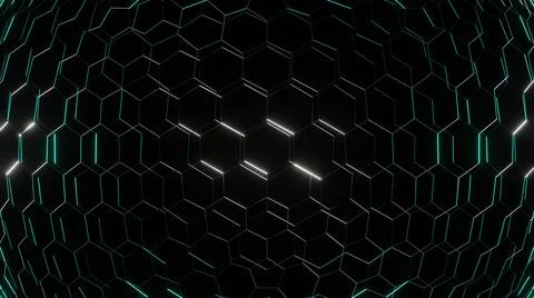 3d Rendering Hexagonal background, depth of field effect. Futuristic cellular Stock Illustration