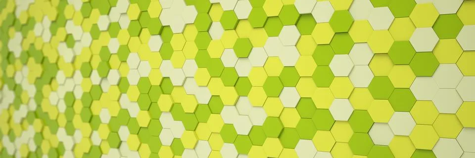 3d rendering of hexagons in green. Stock Illustration