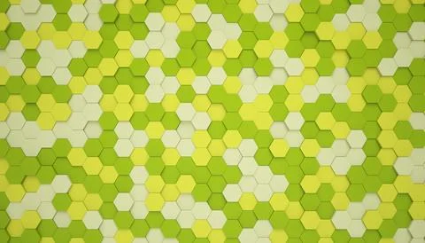3d rendering of hexagons in green. Stock Illustration