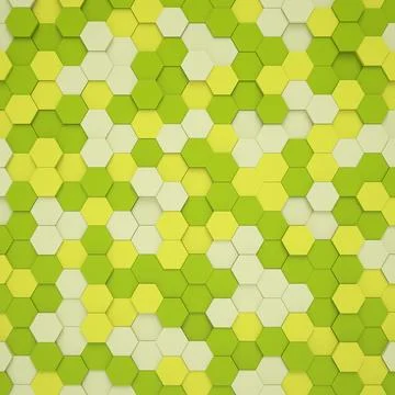 3d rendering of hexagons in green. Stock Illustration