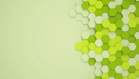 3d rendering of hexagons in green. Stock Illustration