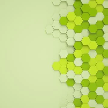 3d rendering of hexagons in green. Stock Illustration