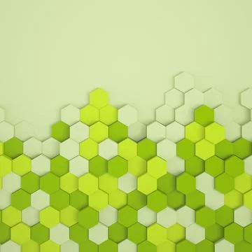 3d rendering of hexagons in green. Stock Illustration