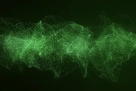 3d rendering Hi-tech digital terrain, green abstract space on dark background Stock Illustration