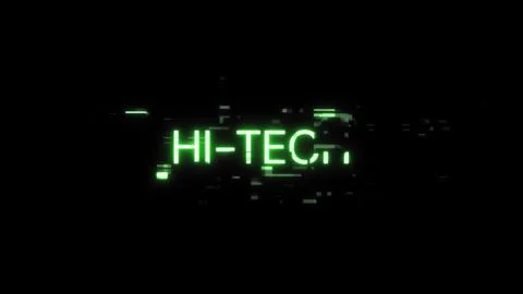 3D rendering hi tech text with screen effects of technological glitches Illustrazione stock