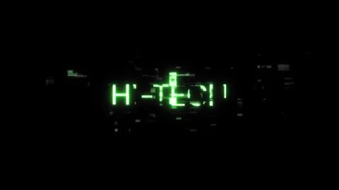 3D rendering hi tech text with screen effects of technological glitches Illustrazione stock