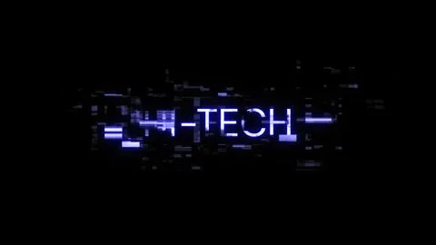 3D rendering hi tech text with screen effects of technological glitches Illustrazione stock