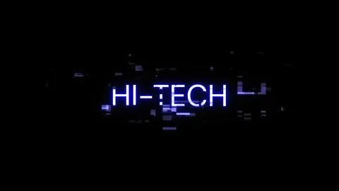 3D rendering hi tech text with screen effects of technological glitches 库存插图