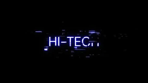 3D rendering hi tech text with screen effects of technological glitches Illustrazione stock