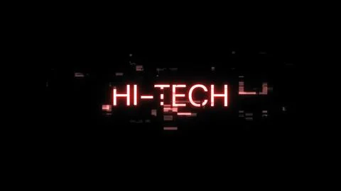 3D rendering hi tech text with screen effects of technological glitches Illustrazione stock