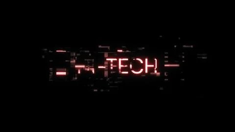 3D rendering hi tech text with screen effects of technological glitches Illustrazione stock