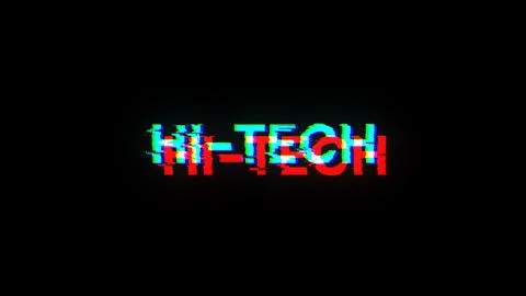 3D rendering hi tech text with screen effects of technological glitches Illustrazione stock