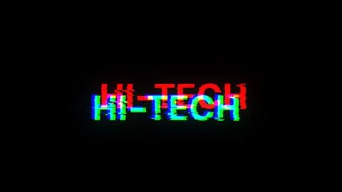 3D rendering hi tech text with screen effects of technological glitches Illustrazione stock