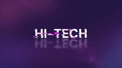 3D rendering hi tech text with screen effects of technological glitches Illustrazione stock