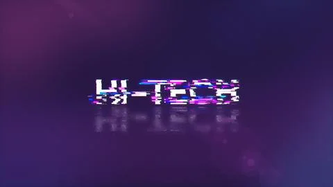 3D rendering hi tech text with screen effects of technological glitches Illustrazione stock