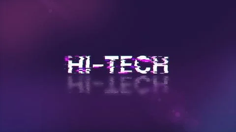 3D rendering hi tech text with screen effects of technological glitches Illustrazione stock