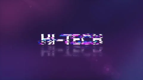 3D rendering hi tech text with screen effects of technological glitches Illustrazione stock