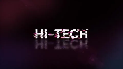 3D rendering hi tech text with screen effects of technological glitches Illustrazione stock