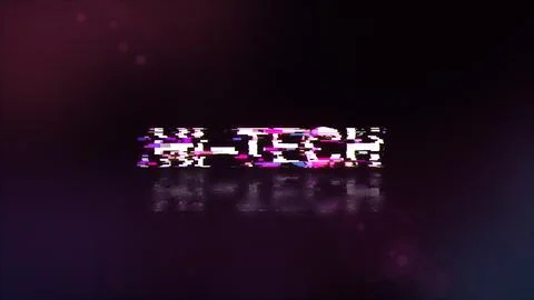 3D rendering hi tech text with screen effects of technological glitches Illustrazione stock