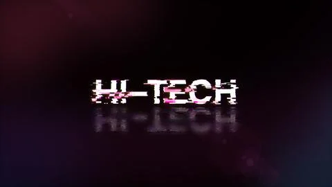 3D rendering hi tech text with screen effects of technological glitches 库存插图