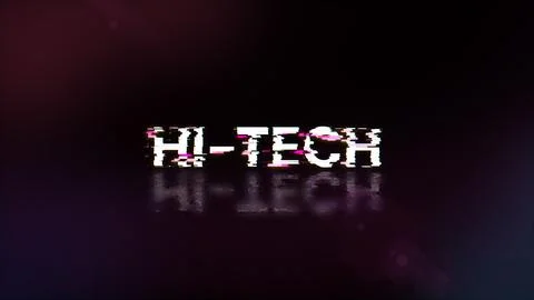 3D rendering hi tech text with screen effects of technological glitches Illustrazione stock