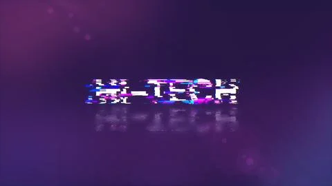 3D rendering hi tech text with screen effects of technological glitches Illustrazione stock