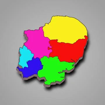 3d rendering High Quality outline map of East of England is a region of Eng.. Stock Illustration