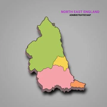 3d rendering High Quality outline map of North East England is a region of .. Stock Illustration