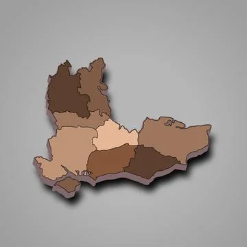 3d rendering High Quality outline map of South East England is a region of .. Stock Illustration