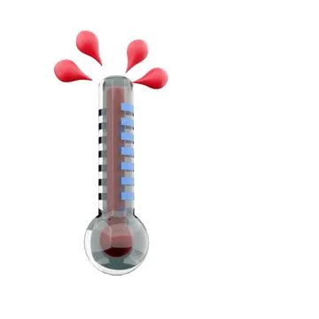 3D rendering high thermometer score icon. 3d render hot weather icon. High Stock Illustration
