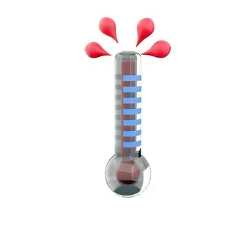 3D rendering high thermometer score icon. 3d render hot weather icon. High Stock Illustration
