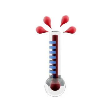 3D rendering high thermometer score icon. 3d render hot weather icon. High Stock Illustration
