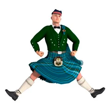 3D Rendering Highlander on White Stockillustratie