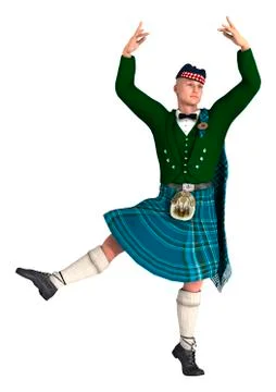 3D Rendering Highlander on White Stockillustratie