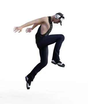 3d rendering of a Hip hop dancer jumping isolated over white background Stock Illustration