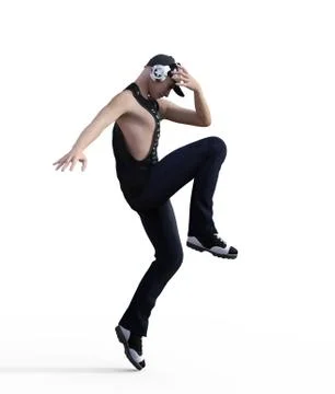 3d rendering of a Hip hop dancer jumping isolated over white background Stock Illustration