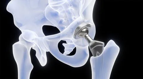 3D Rendering of Hip Implant X-Ray Stock Illustration