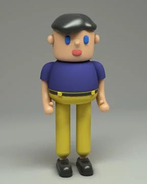 3d rendering of hipster boy in blue t-shirt, yellow jeans and black sneakers. Stock Illustration