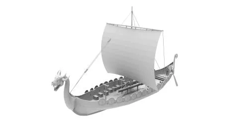 3d rendering of a historic viking ship isolated on white background Stock Illustration