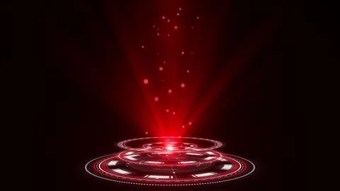 3D rendering: Hologram rounded HUD design. Digital technology concept in red Stock Illustration